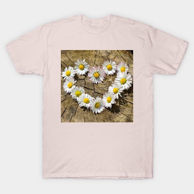 White flower Heart T-Shirt by Rivas Teepub Store
